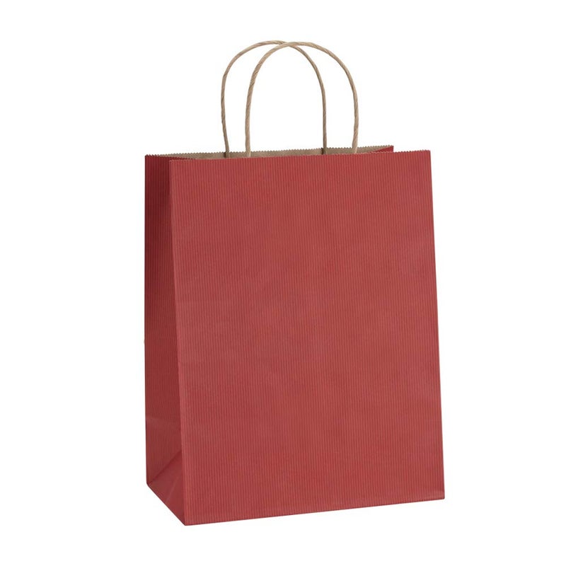 BagDream أكياس هدايا باغ دريم 8x4.25x10.5 50 قطعة أكياس ورقية كرافت حمراء مع مقابض بالجملة، للتسوق، البيع بالتجزئة، البضائع، هدايا الحفلات، الهدايا، الأعمال، أكياس ورقية كرافت معاد تدويرها - Image 1